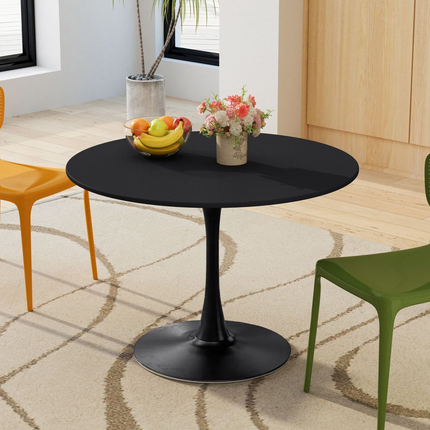 Melysen 42.12"Modern Round Dining Table with Round MDF Table Top,Metal Base Dining Table, End Table Leisure Coffee Table