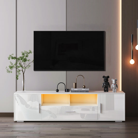 Melysen entertainment center TV station,TVconsole,console with LED light belt, light belt can be remote control,White