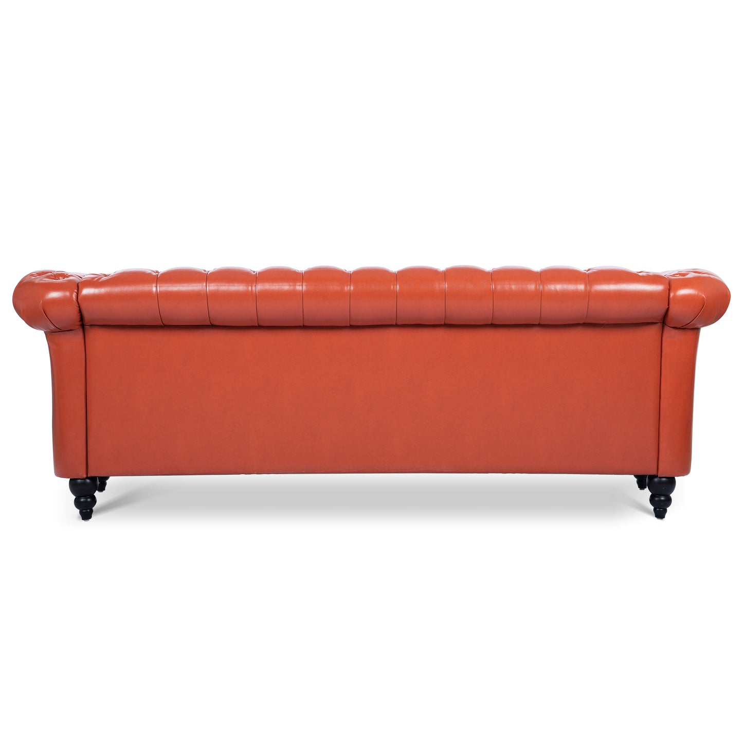 Melysen 84.65" Pu Rolled Arm Chesterfield 3seater Sofa,Orange