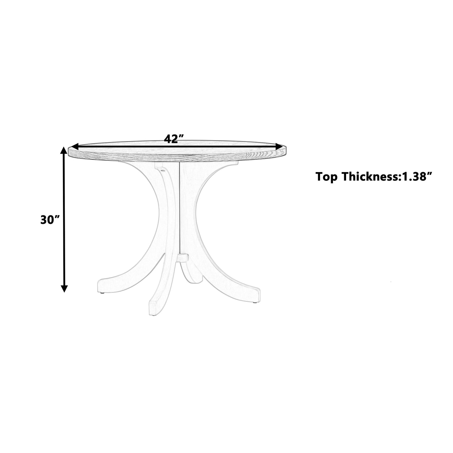 Melysen Mid-Century Solid WoodRound Dining Table for Small Places, Walnut Table