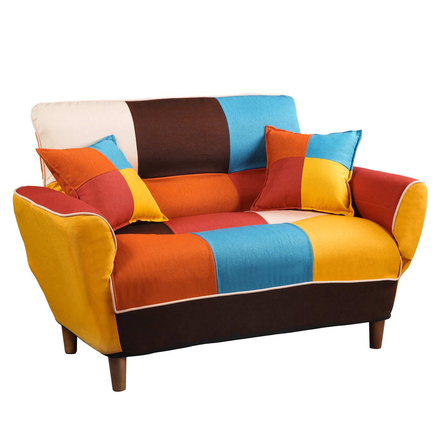 Melysen Small Space Colorful Sleeper Sofa, Solid Wood Legs