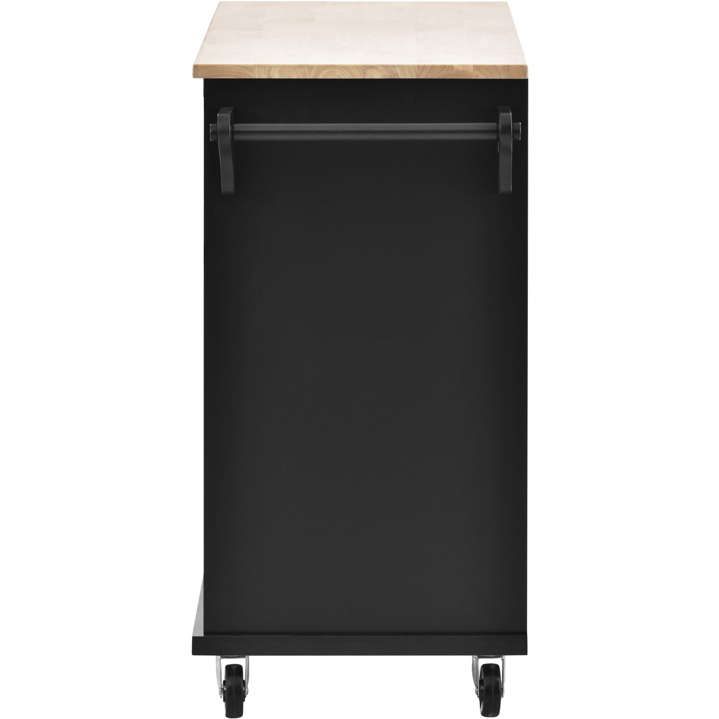 Melysen Kitchen Island Cart with Storage Cabinet and Two Locking Wheels,Solid wood desktop,Microwave cabinet,Floor Standing Buffet Server Sideboard for Kitchen Room,Dining Room,, Bathroom(Black)