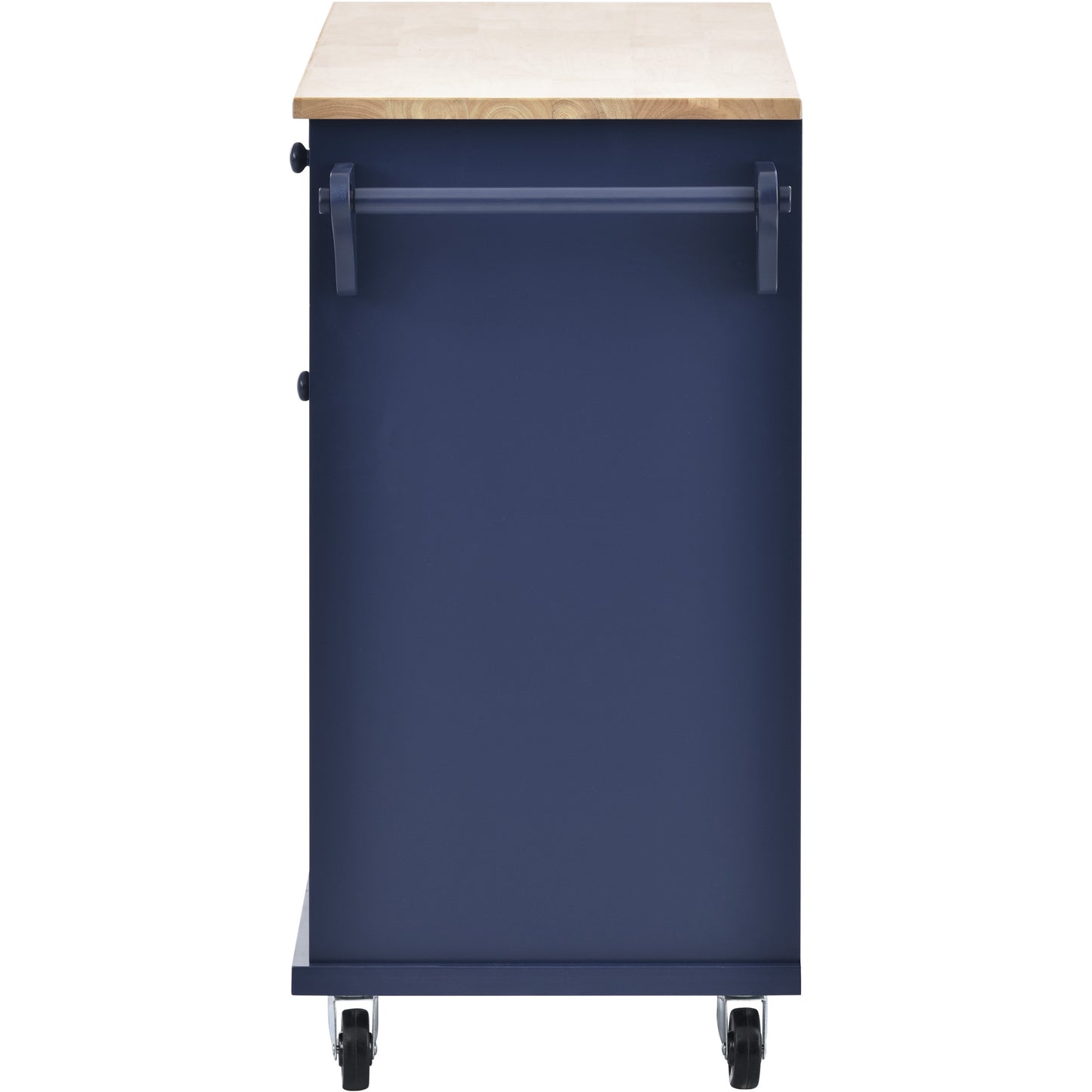 Melysen Kitchen Island Cart with Storage Cabinet and Two Locking Wheels,Solid wood desktop,Microwave cabinet,Floor Standing Buffet Server Sideboard for Kitchen Room,Dining Room,, Bathroom(Dark blue)