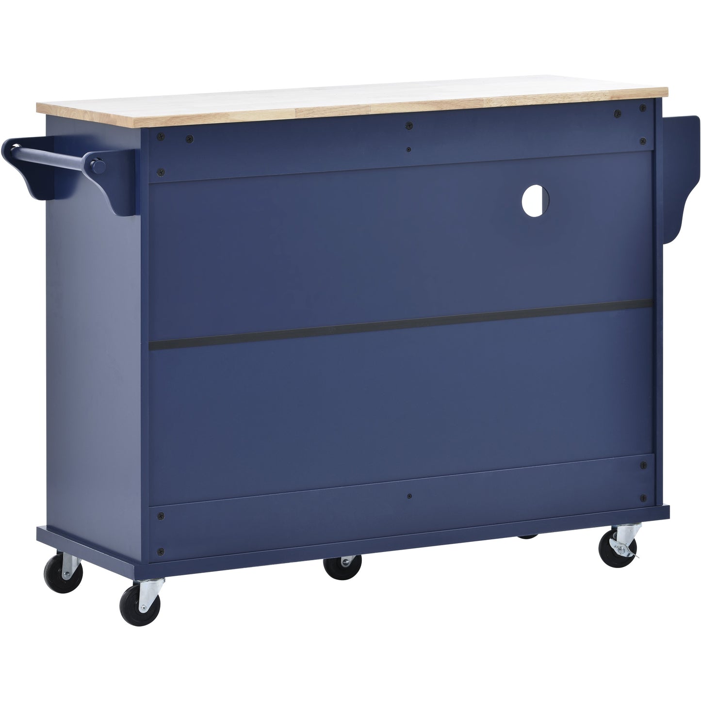 Melysen Kitchen Island Cart with Storage Cabinet and Two Locking Wheels,Solid wood desktop,Microwave cabinet,Floor Standing Buffet Server Sideboard for Kitchen Room,Dining Room,, Bathroom(Dark blue)