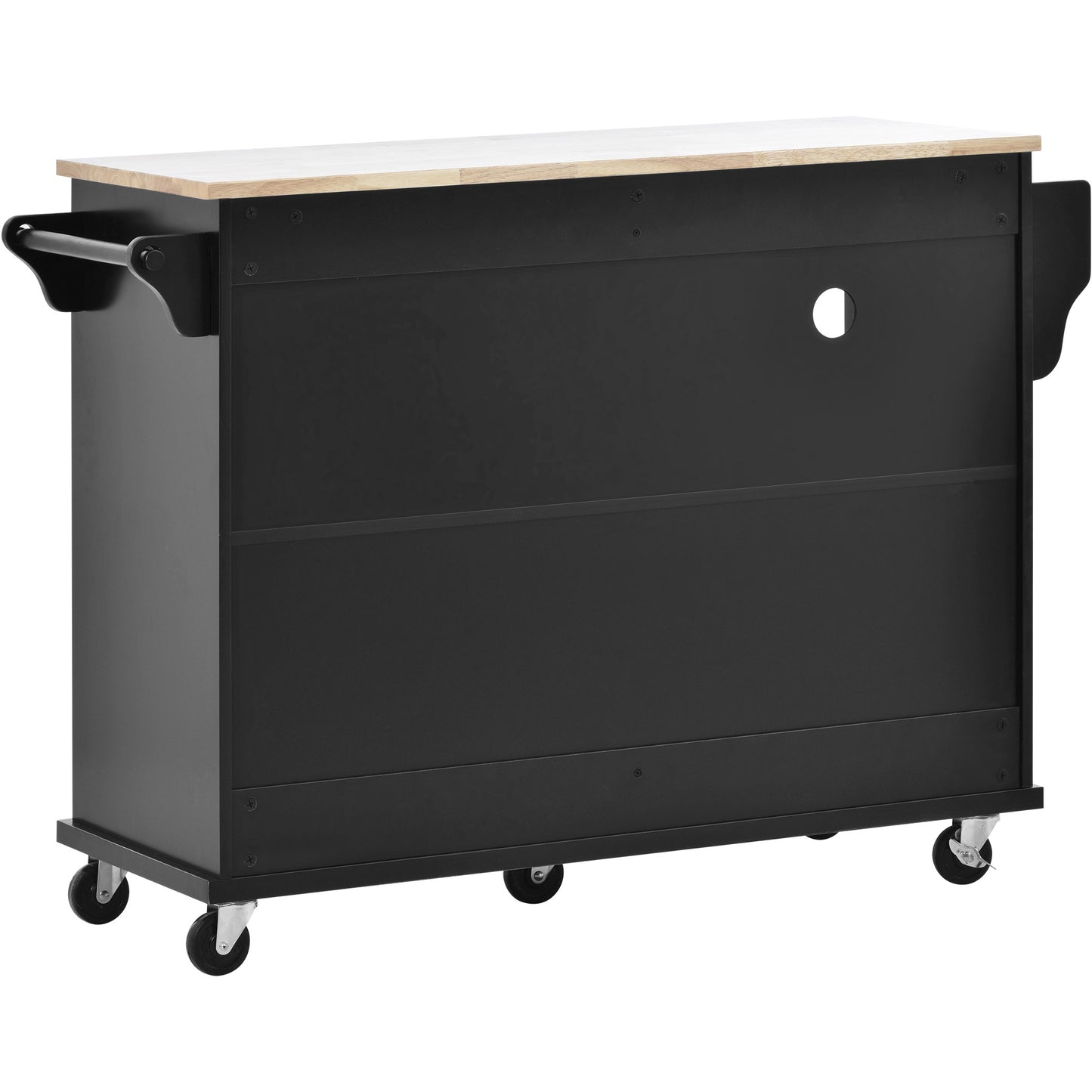 Melysen Kitchen Island Cart with Storage Cabinet and Two Locking Wheels,Solid wood desktop,Microwave cabinet,Floor Standing Buffet Server Sideboard for Kitchen Room,Dining Room,, Bathroom(Black)