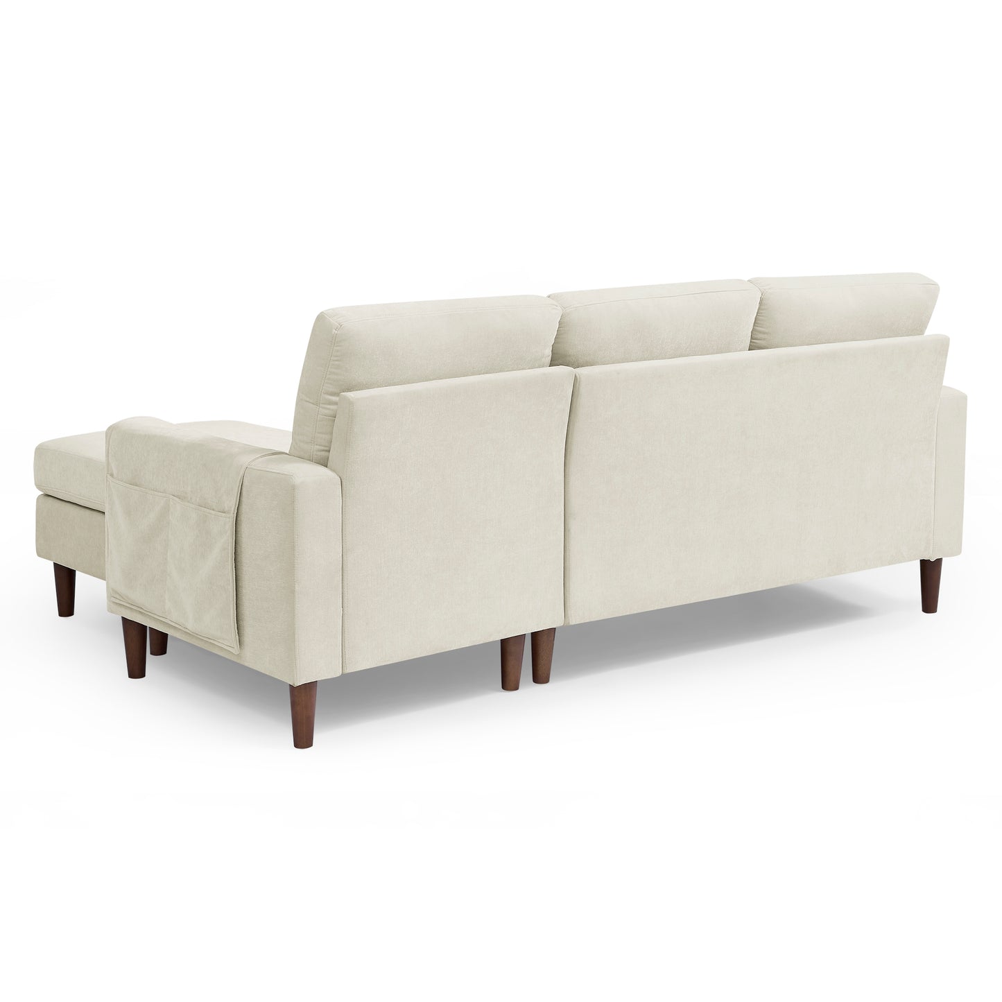 Melysen 80" Convertible Sectional Sofa Couch,3 Seats L-shape Sofa with Removable Cushions and Pocket, Rubber Wood Legs