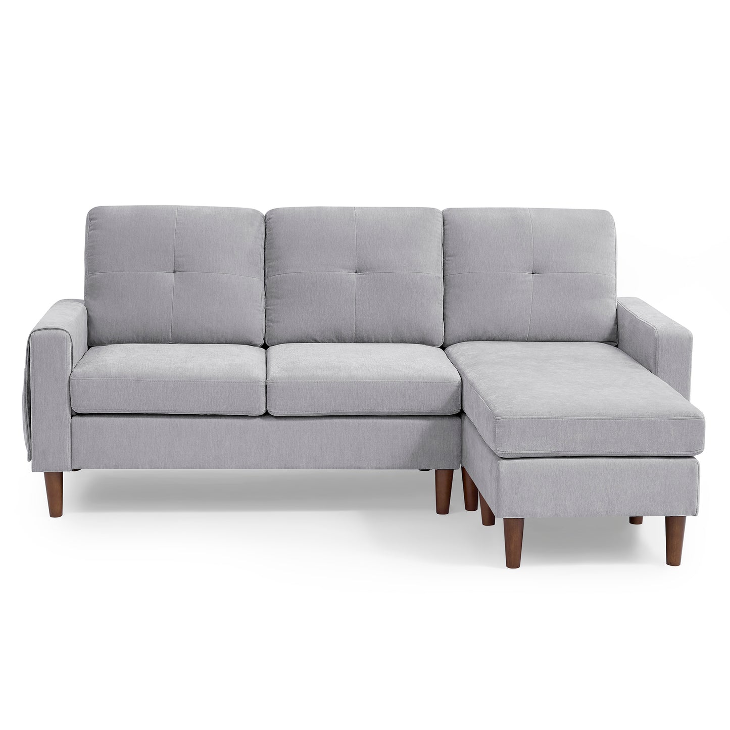 Melysen 80" Convertible Sectional Sofa Couch,3 Seats L-shape Sofa with Removable Cushions and Pocket, Rubber Wood Legs