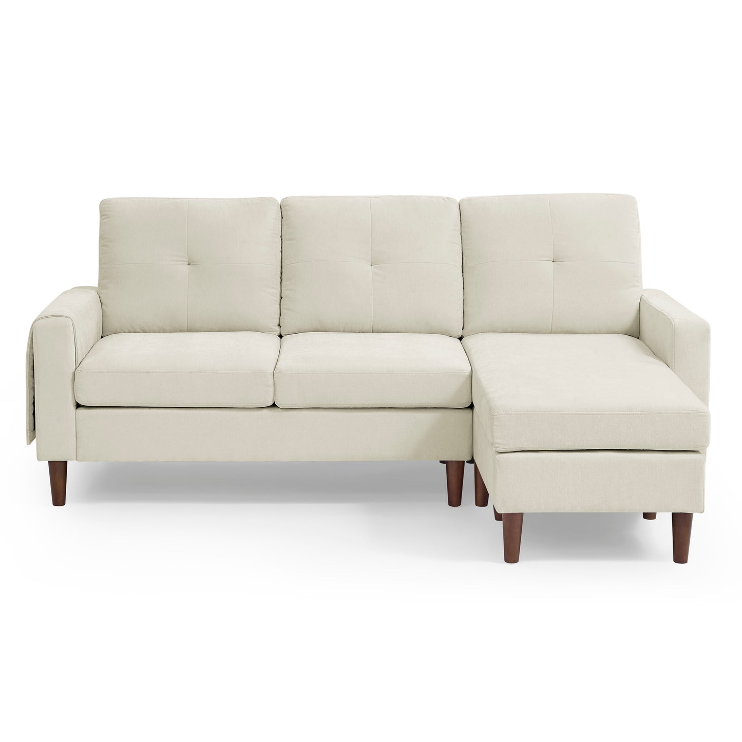 Melysen 80" Convertible Sectional Sofa Couch,3 Seats L-shape Sofa with Removable Cushions and Pocket, Rubber Wood Legs