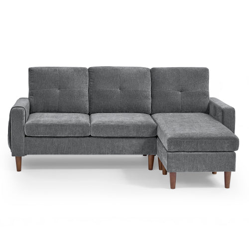 Melysen 80" Convertible Sectional Sofa Couch,3 Seats L-shape Sofa with Removable Cushions and Pocket, Rubber Wood Legs