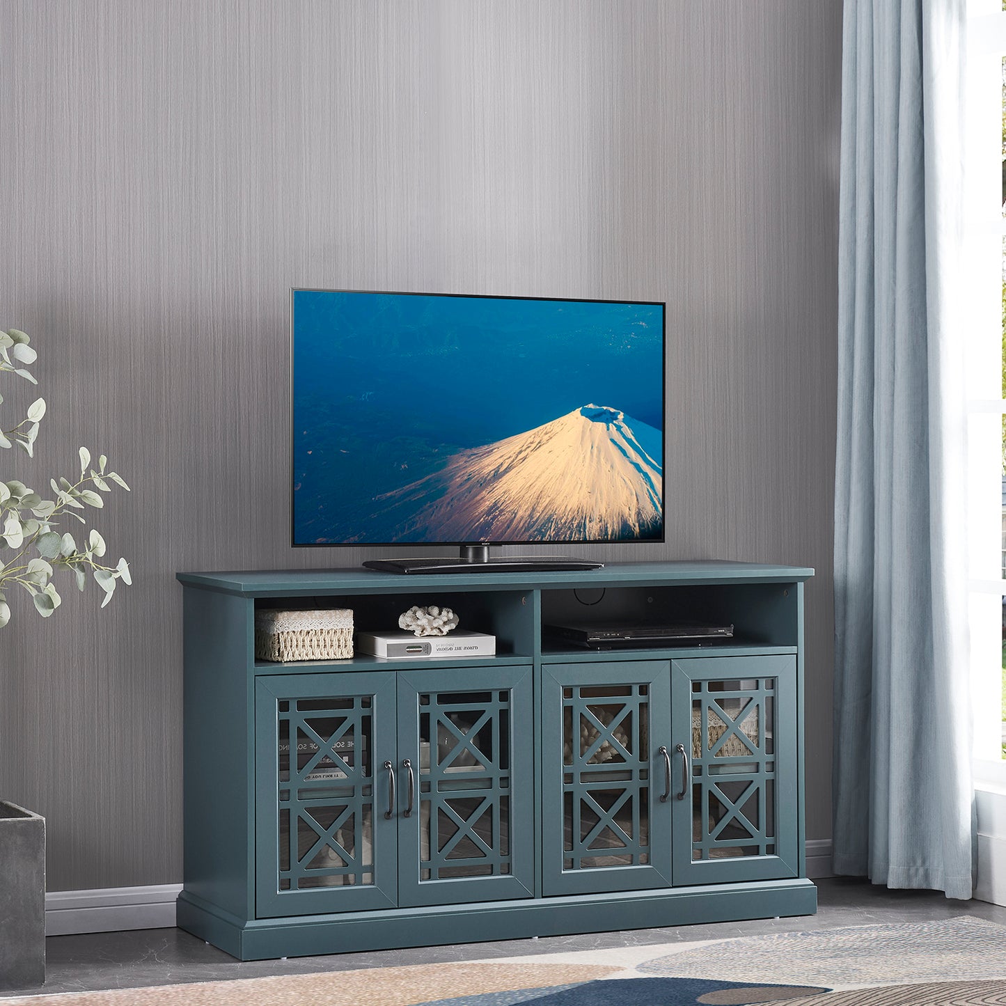 Melysen TV Stand,Buffet Sideboard Console Table,Dark Teal