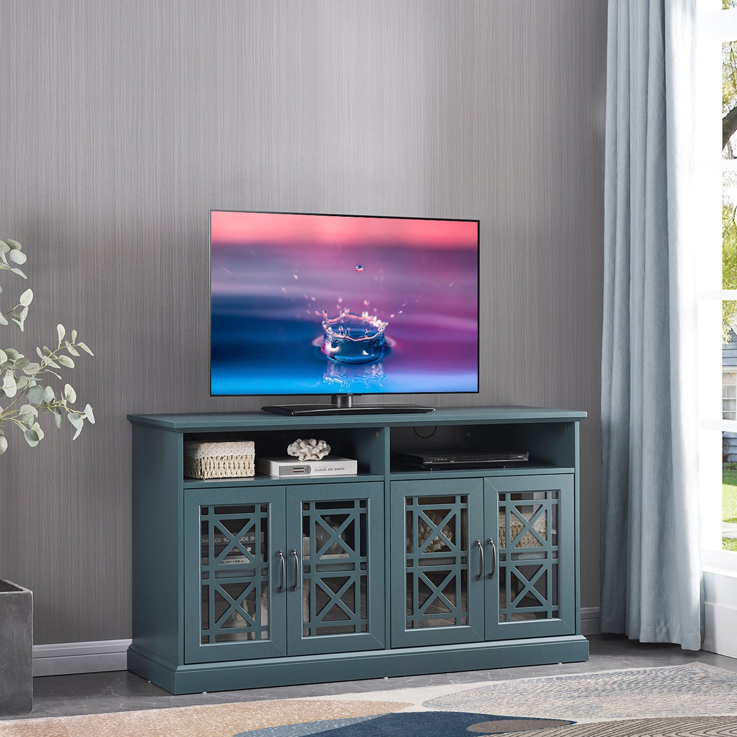 Melysen TV Stand,Buffet Sideboard Console Table,Dark Teal