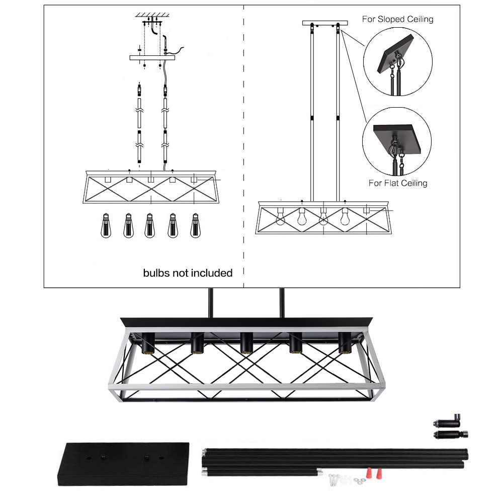 5-Light Farmhouse Chandeliers For Dining Room,White(No Bulbs)