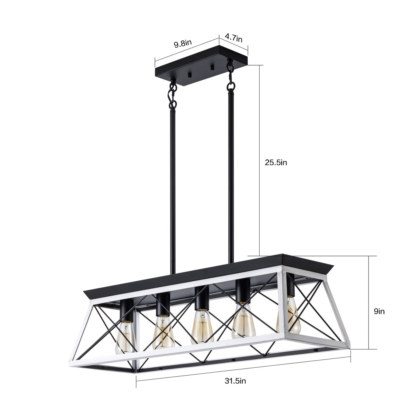 5-Light Farmhouse Chandeliers For Dining Room,White(No Bulbs)