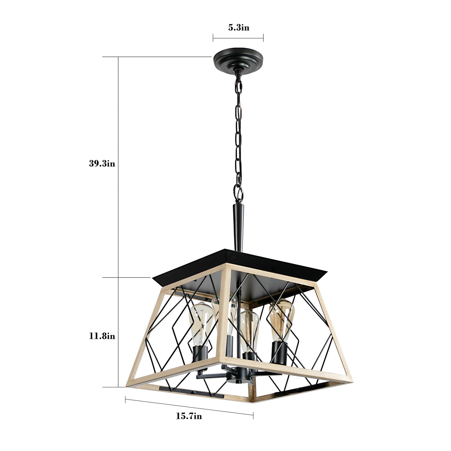 4-Light Farmhouse Chandeliers For Dining Room,Oak(No Bulbs)