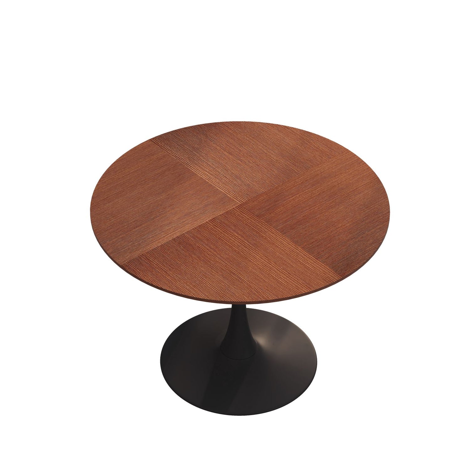 Melysen 42"Modern Round Dining Table with Printed OAK Color Grain Table Top,Metal Base Dining Table, End Table Leisure Coffee Table