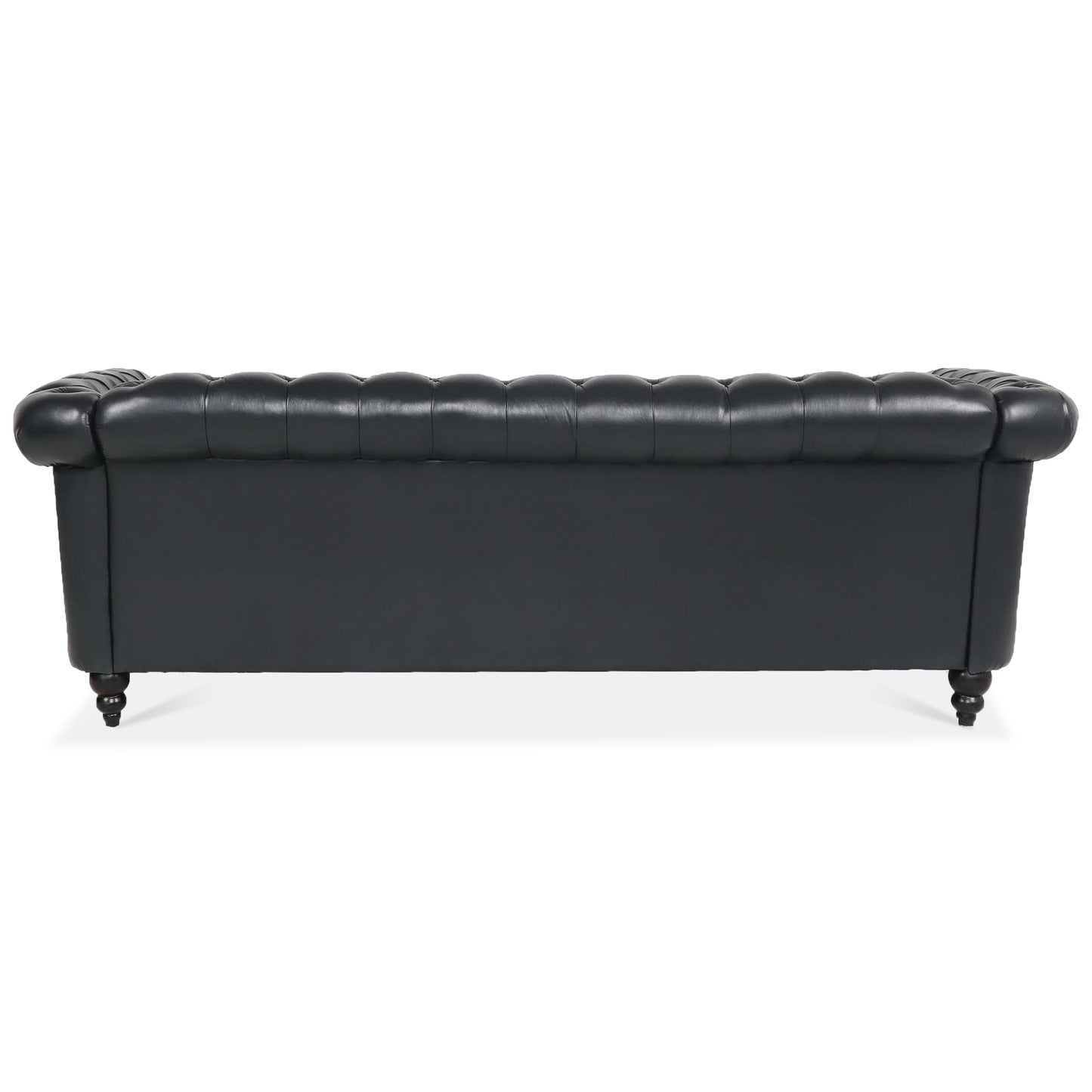 Melysen 84.65" Pu Rolled Arm Chesterfield 3seater Sofa,Black