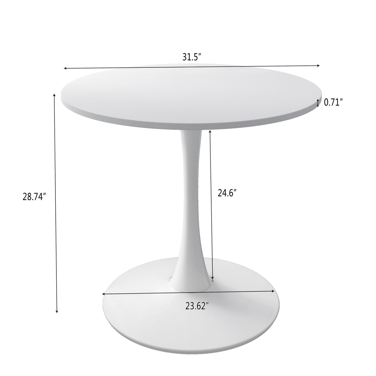 Melysen 32"Modern Round Dining Table with Round MDF Table Top,Metal Base Dining Table, End Table Leisure Coffee Table,White