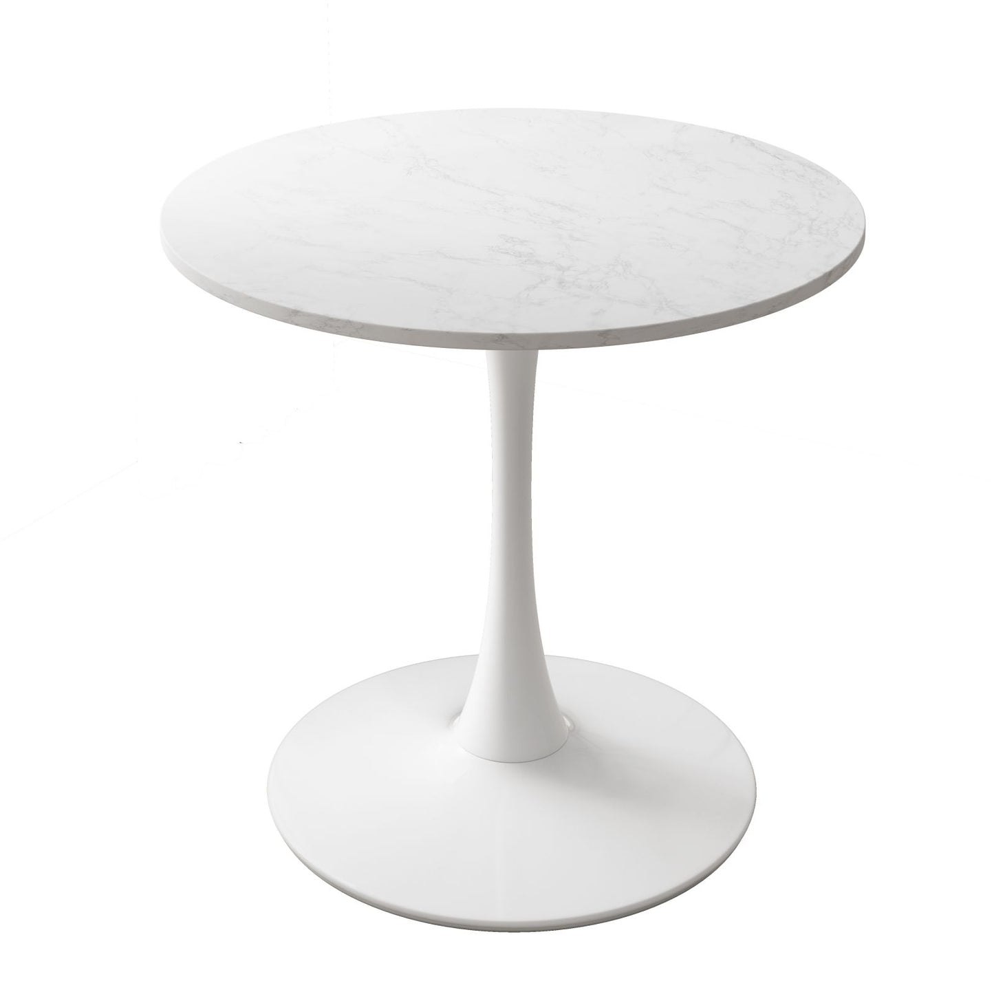 Melysen 32"Modern Round Dining Table with Printed White Marble Table Top,Metal Base Dining Table, End Table Leisure Coffee Table