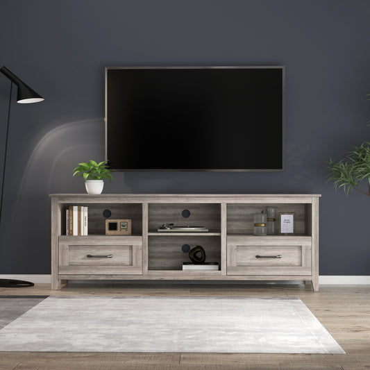 Melysen 70.08 Inch Length TV Stand for Living Room and Bedroom, with 2 Drawers and 4 High-Capacity Storage Compartment