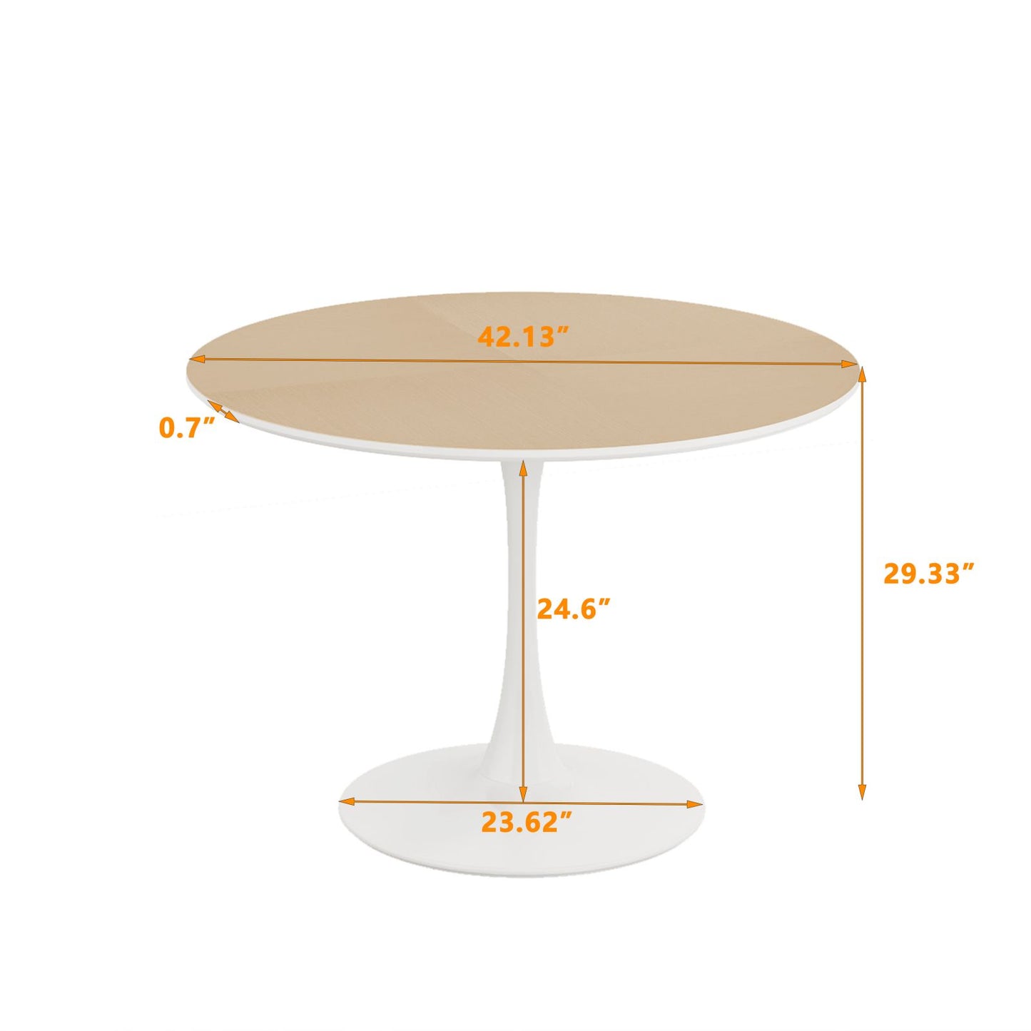 Melysen 42"Modern Round Dining Table with Printed Wood Grain Table Top,Metal Base Dining Table, End Table Leisure Coffee Table