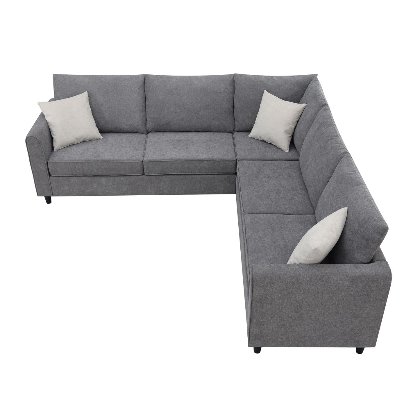 Melysen 91*91" Modern Upholstered Living Room Sectional Sofa, L Shape Furniture Couch with 3 Pillows