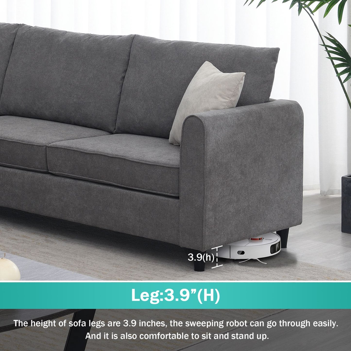 Melysen 91*91" Modern Upholstered Living Room Sectional Sofa, L Shape Furniture Couch with 3 Pillows