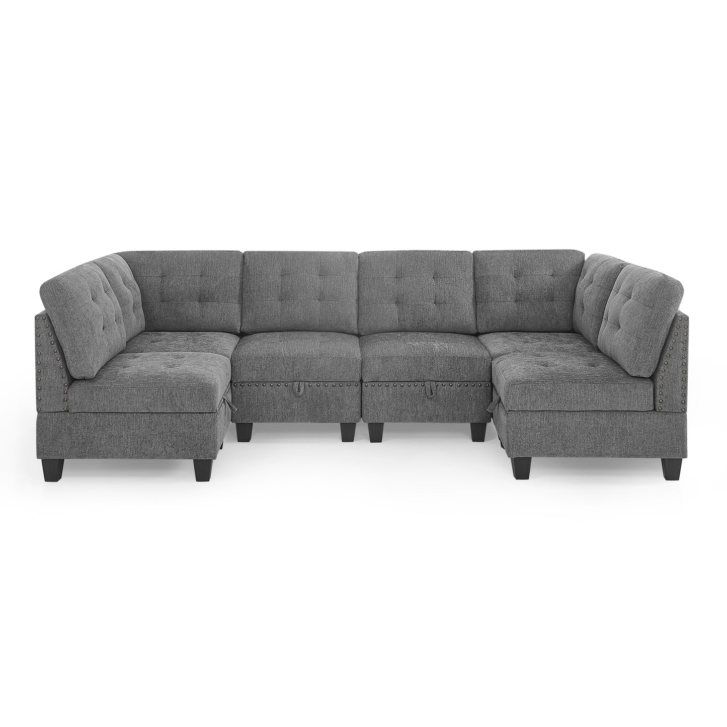 Melysen Modular Sectional Sofa,DIY Combination Sofa,Velvet,Grey