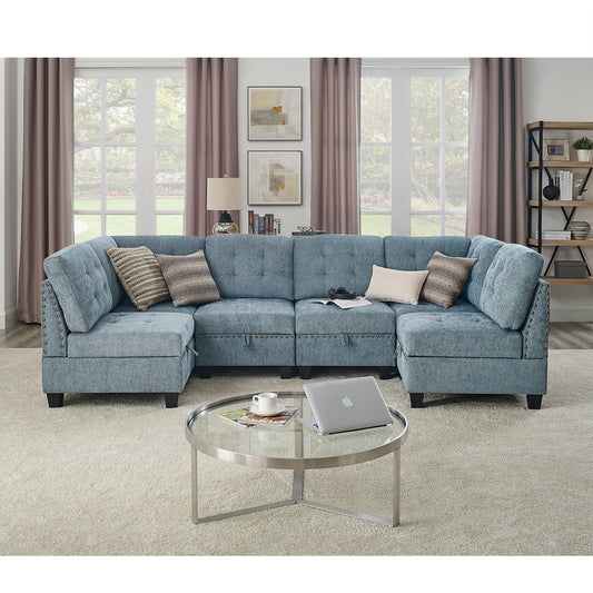 Melysen Modular Sectional Sofa,DIY Combination, Sofa,Navy Blue