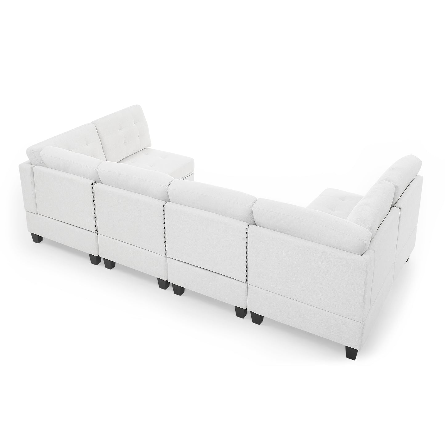 Melysen Modular Sectional Sofa,DIY Combination Sofa,Velvet,Ivory