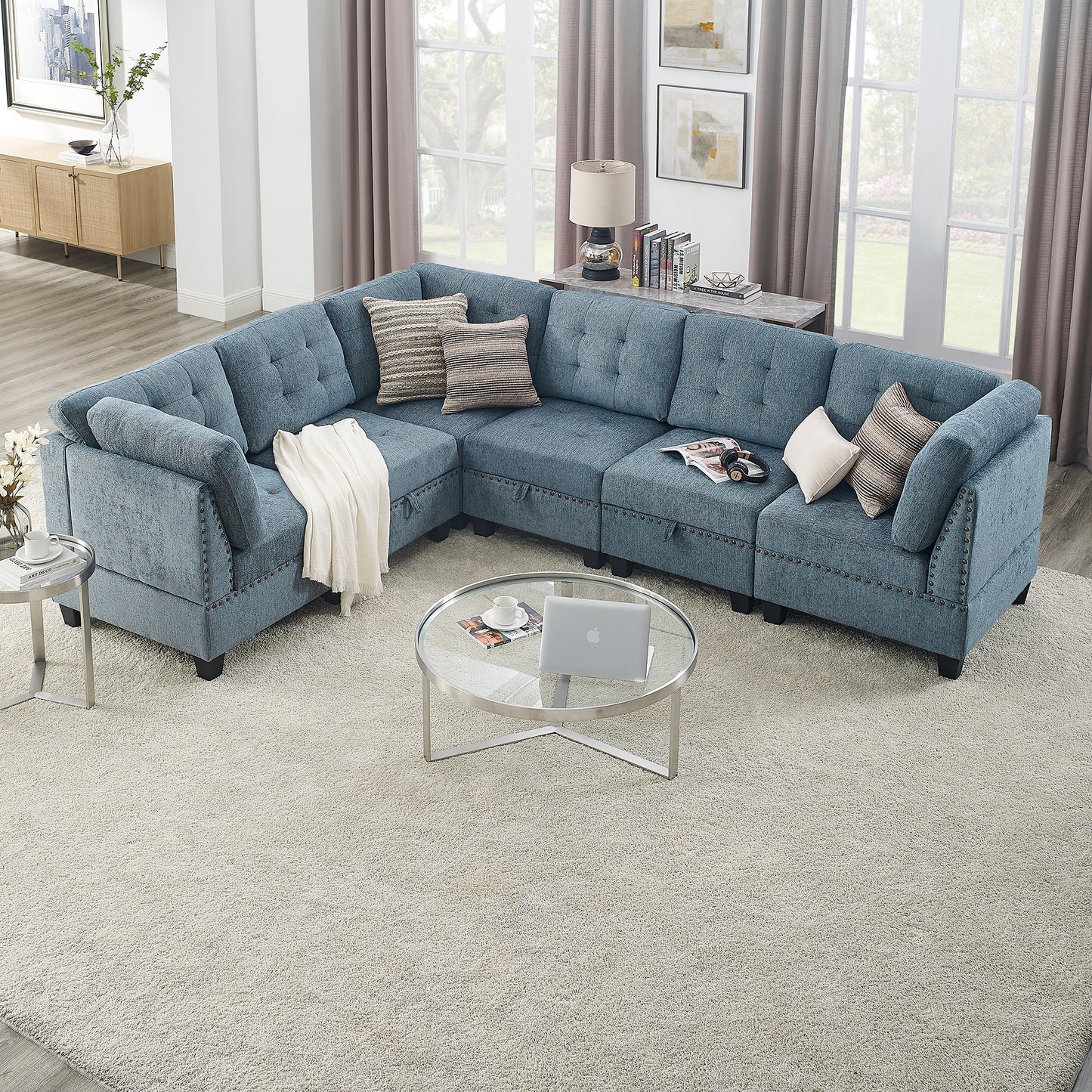 Melysen Modular Sectional Sofa,DIY Combination, Sofa,Navy Blue