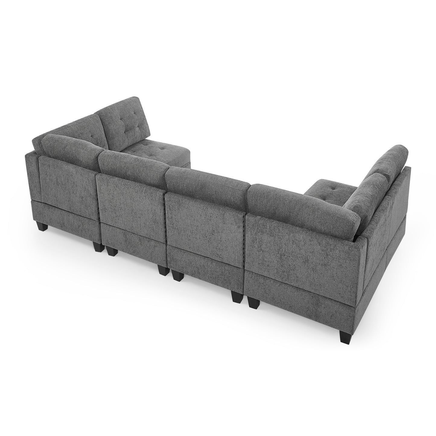 Melysen Modular Sectional Sofa,DIY Combination Sofa,Velvet,Grey