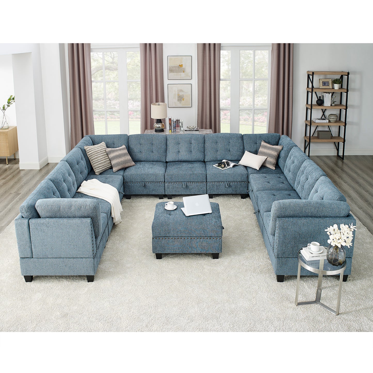 Melysen Modular Sectional Sofa,DIY Combination, Sofa,Navy Blue