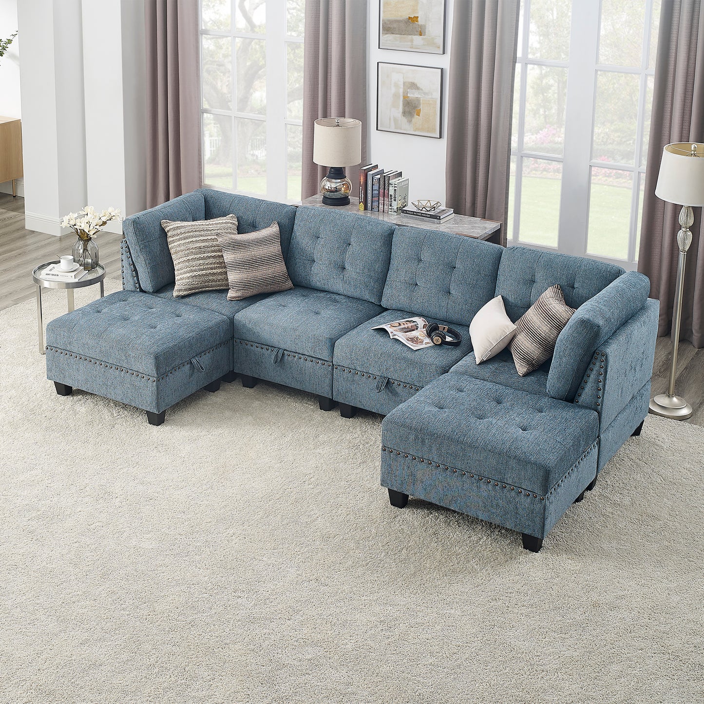 Melysen Modular Sectional Sofa,DIY Combination, Sofa,Navy Blue