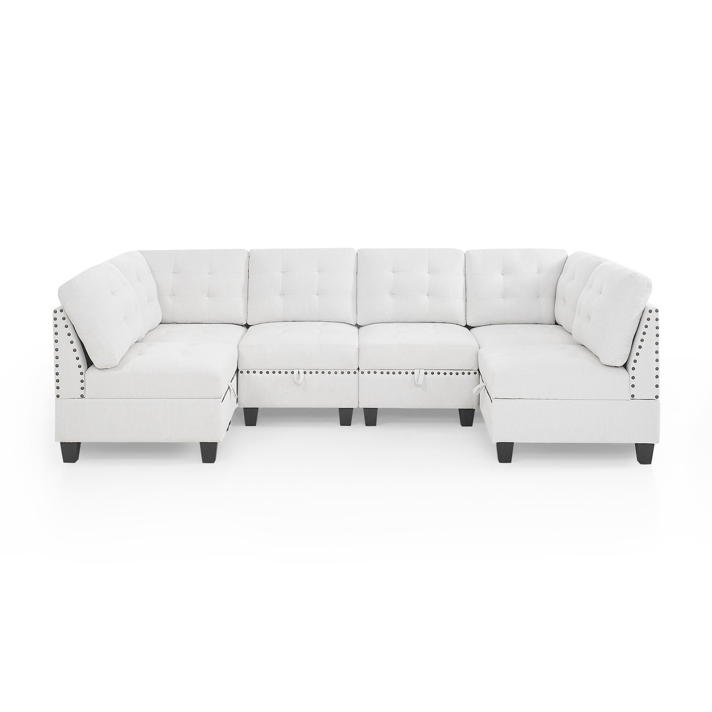 Melysen Modular Sectional Sofa,DIY Combination Sofa,Velvet,Ivory