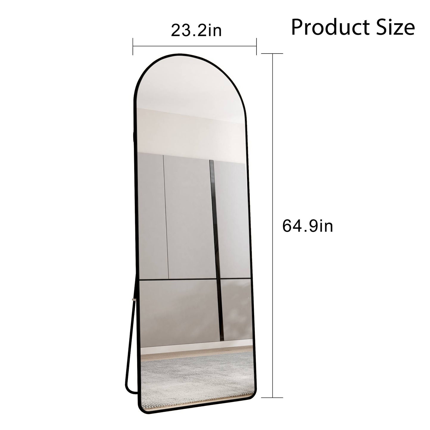 Melysen 65"* 23" Black Glass Floor Mirror