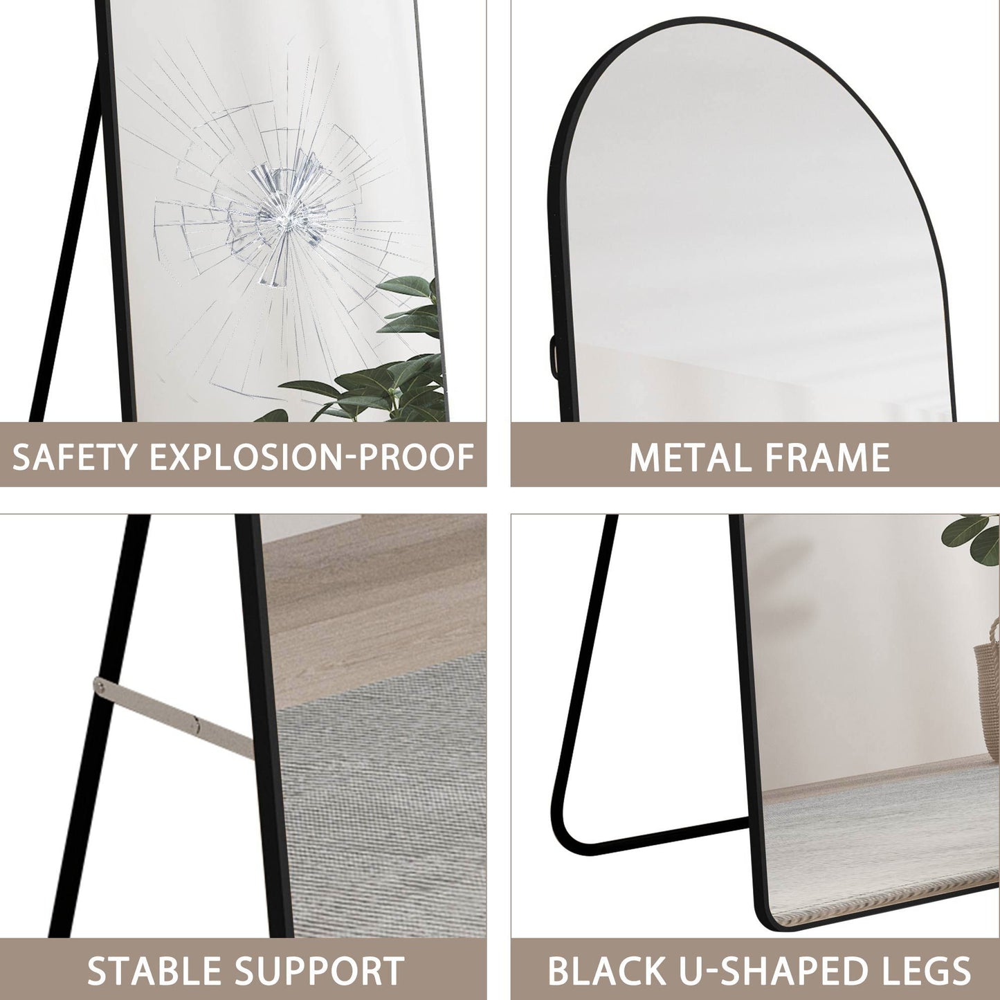 Melysen 65"* 23" Black Glass Floor Mirror