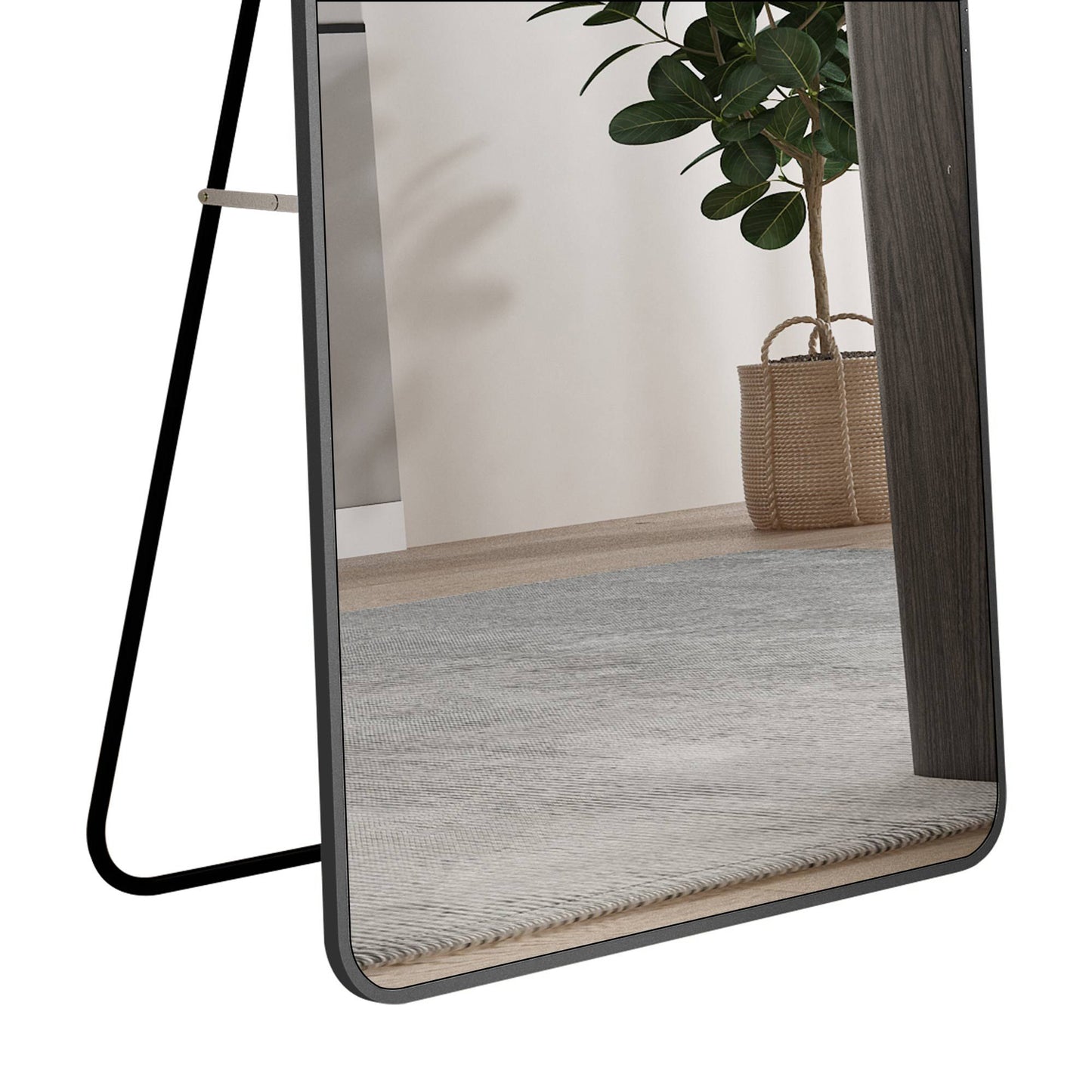 Melysen 65"* 23" Black Glass Floor Mirror