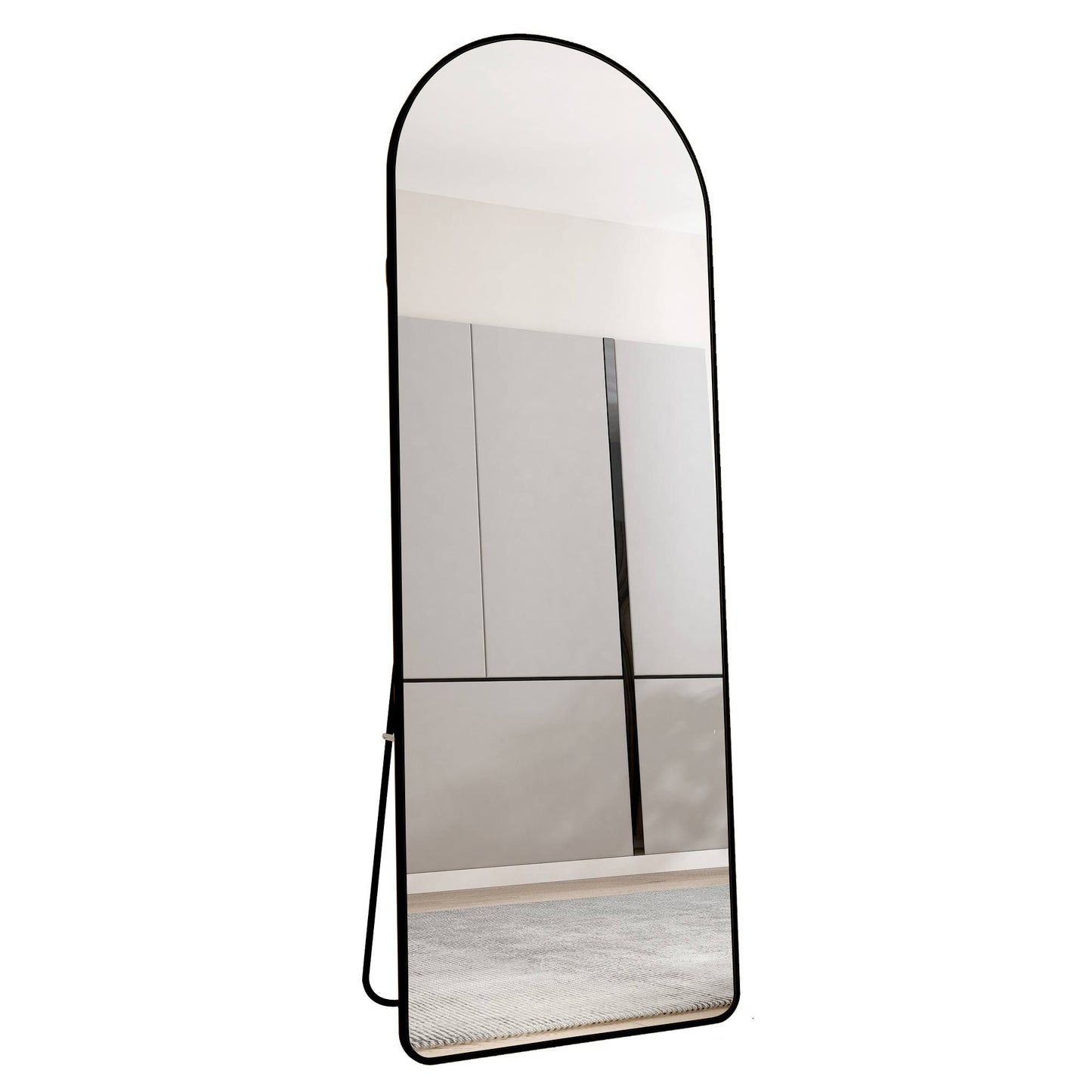 Melysen 65"* 23" Black Glass Floor Mirror