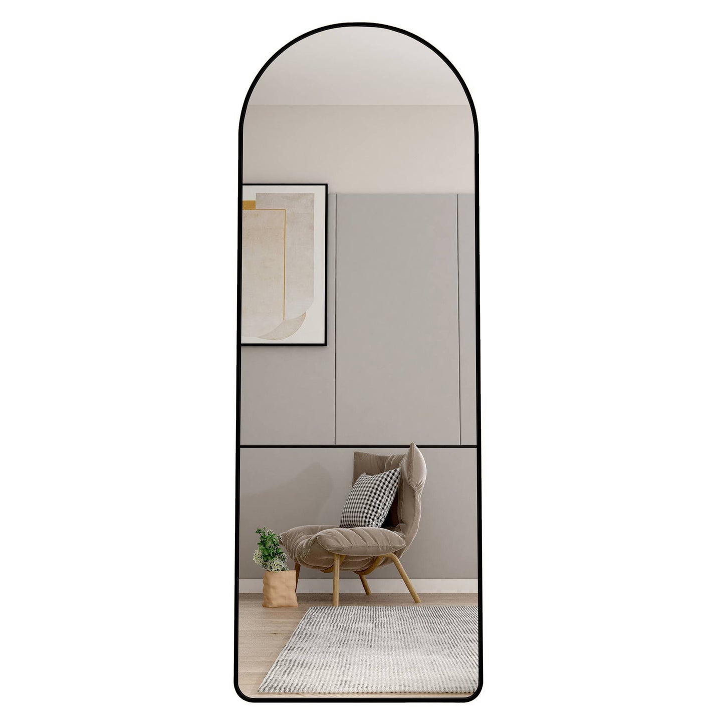 Melysen 65"* 23" Black Glass Floor Mirror