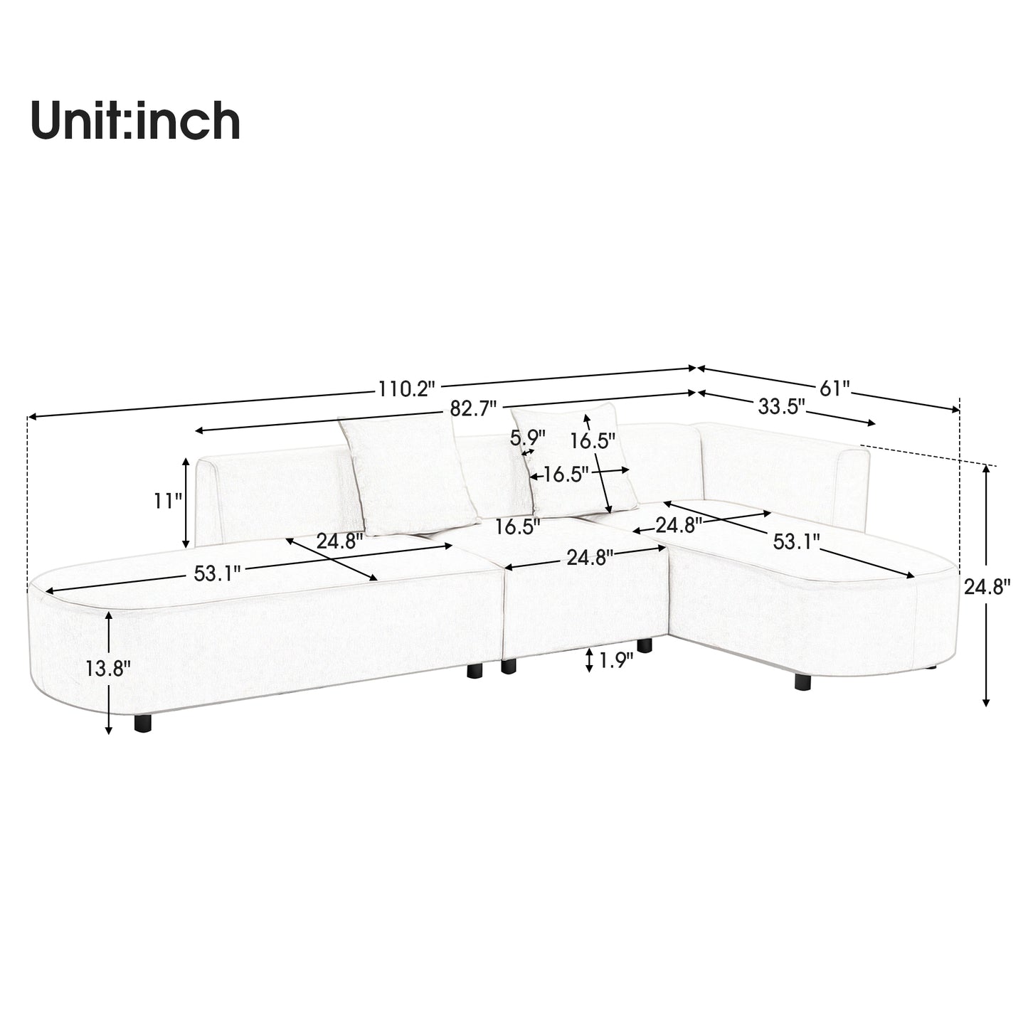 Melysen Luxury Modern Style Living Room Upholstery Sofa