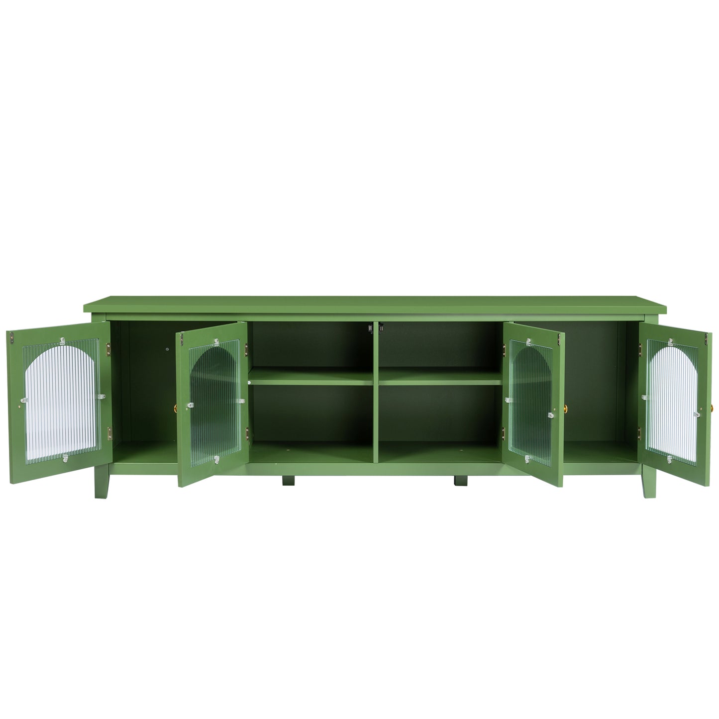 Melysen 71 " stylishTVcabinet Entertainment CenterTV stand,TVConsoleTable, Media Console,solidwood frame,Changhong glass door,Metal handle,Antique Green