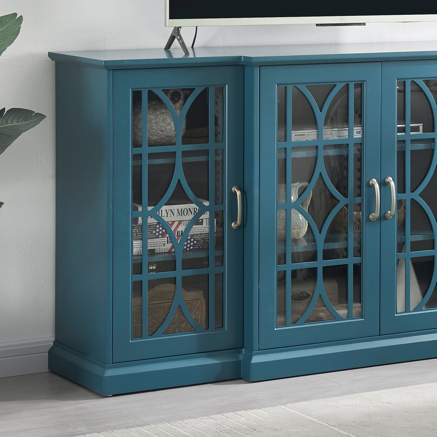 Melysen 63" TV Stand,Sideboard Buffet ,Storage Cabinet,Teal Blue