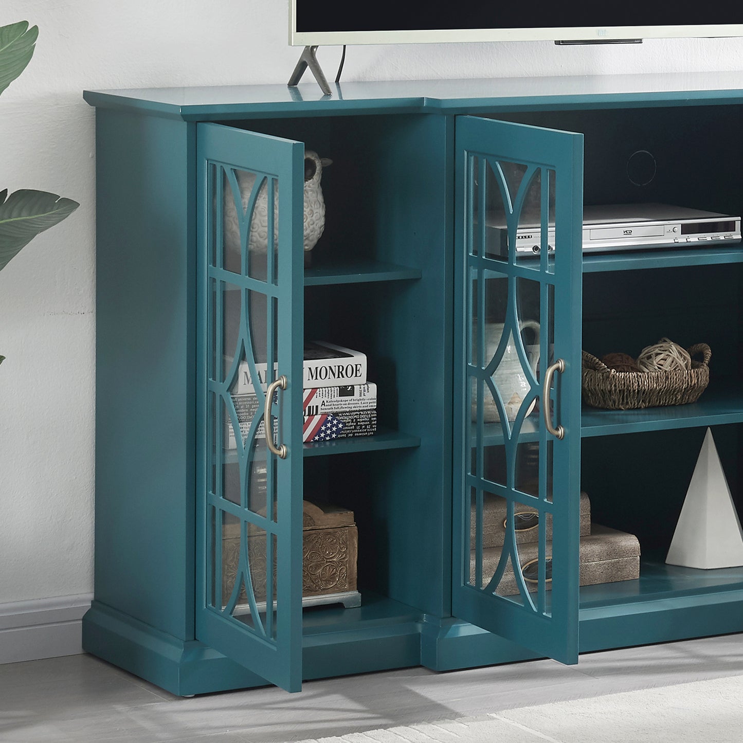 Melysen 63" TV Stand,Sideboard Buffet ,Storage Cabinet,Teal Blue