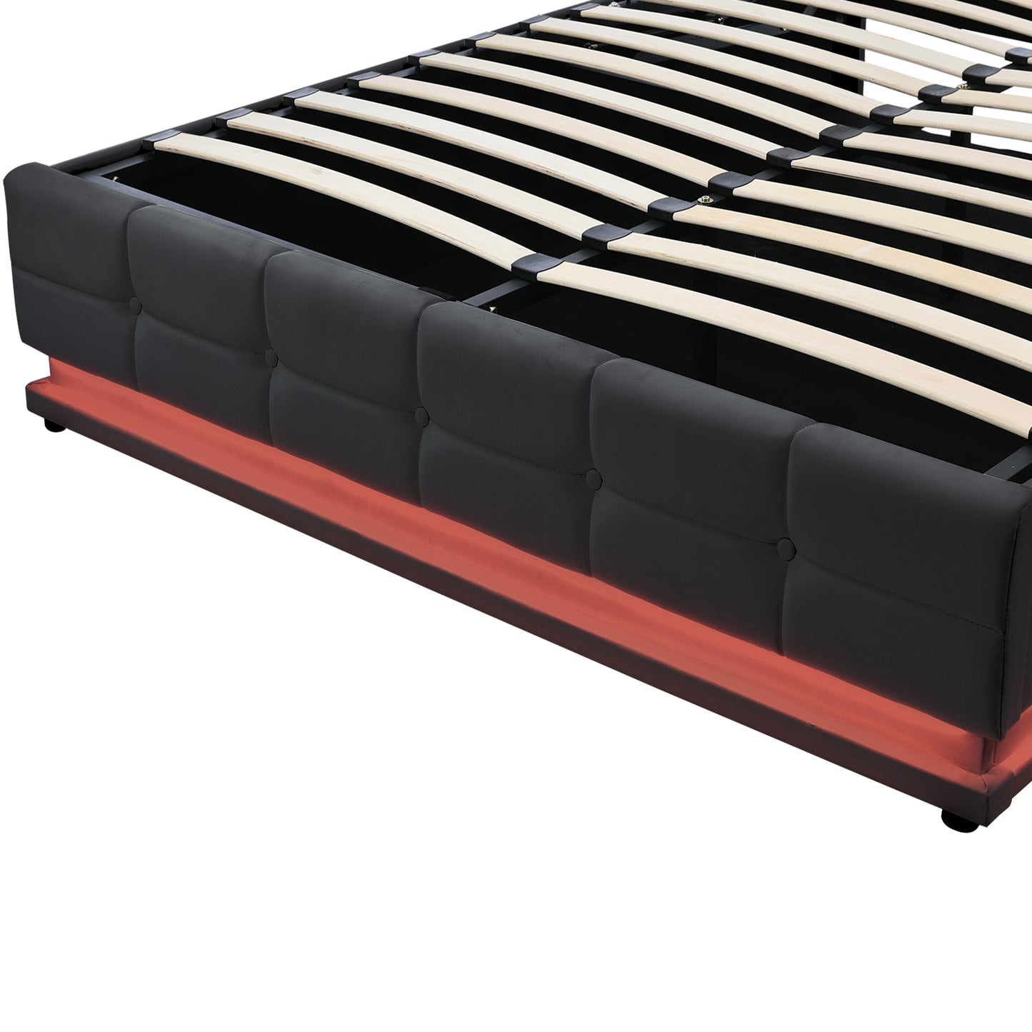 Melysen Tufted Upholstered Platform Bed with Hydraulic Storage System,Queen Size PU Storage Bed with LED Lights and USB charger