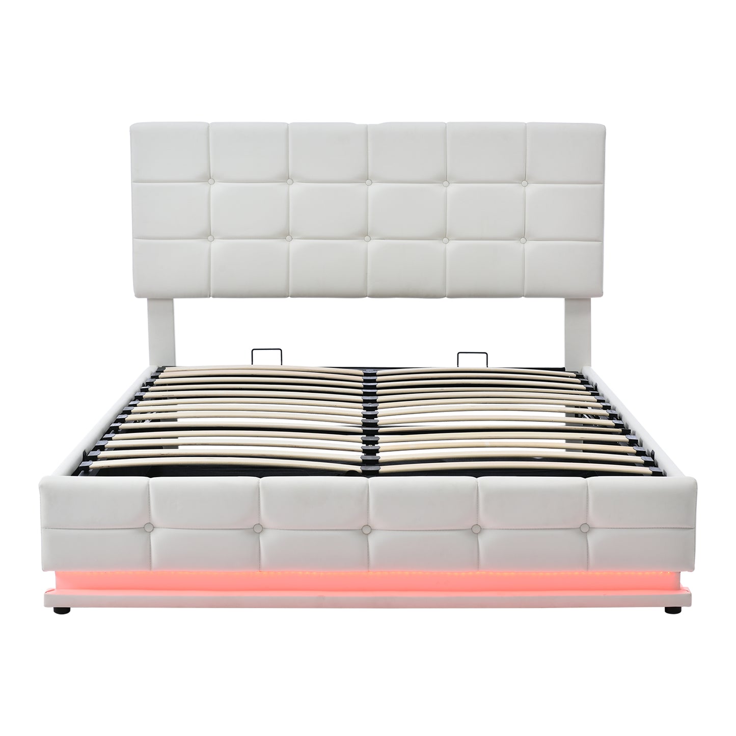 Melysen Tufted Upholstered Platform Bed with Hydraulic Storage System,Queen Size PU Storage Bed with LED Lights and USB charger