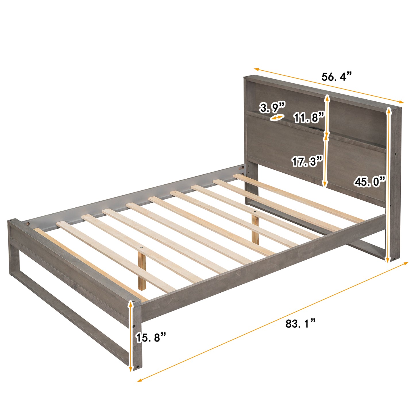 Melysen Platform Bed with Storage Headboard,Sockets and USB Ports,Full Size Platform Bed