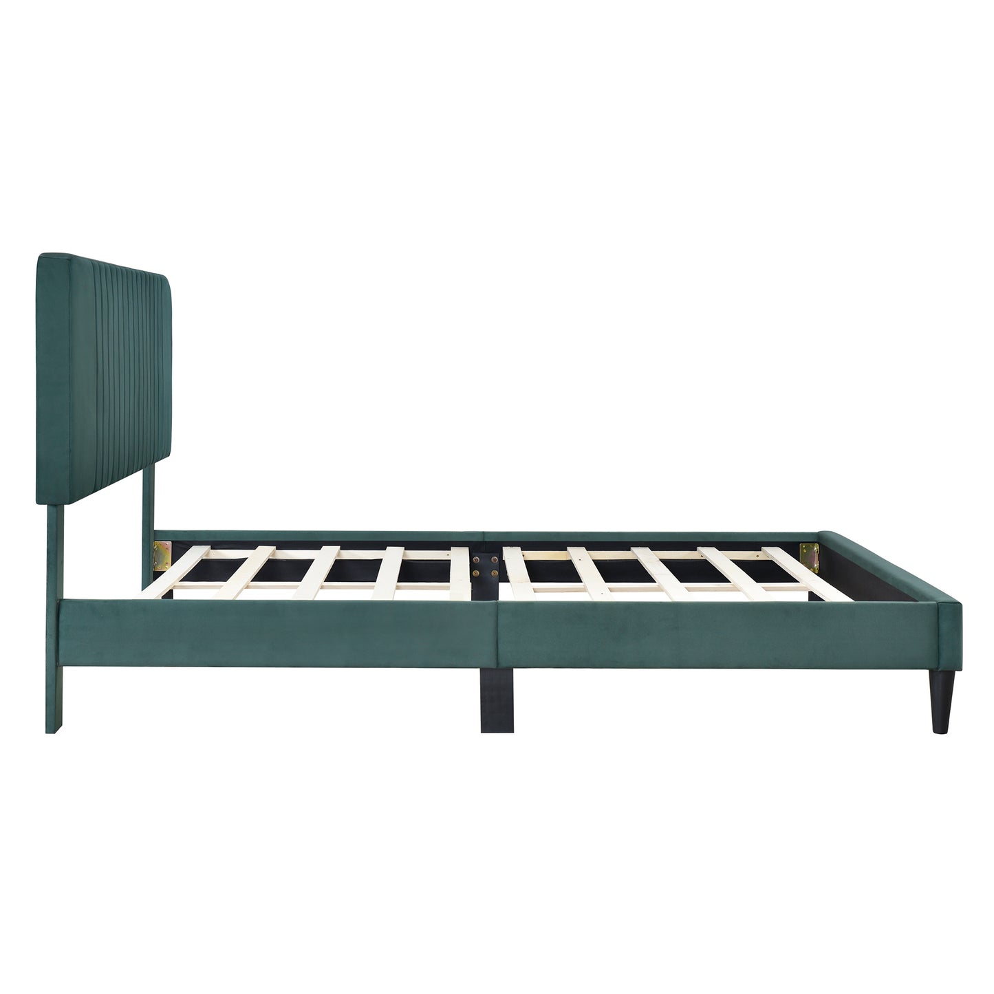 Melysen Queen Size Upholstered Platform Bed,No Box Spring Needed, Velvet Fabric