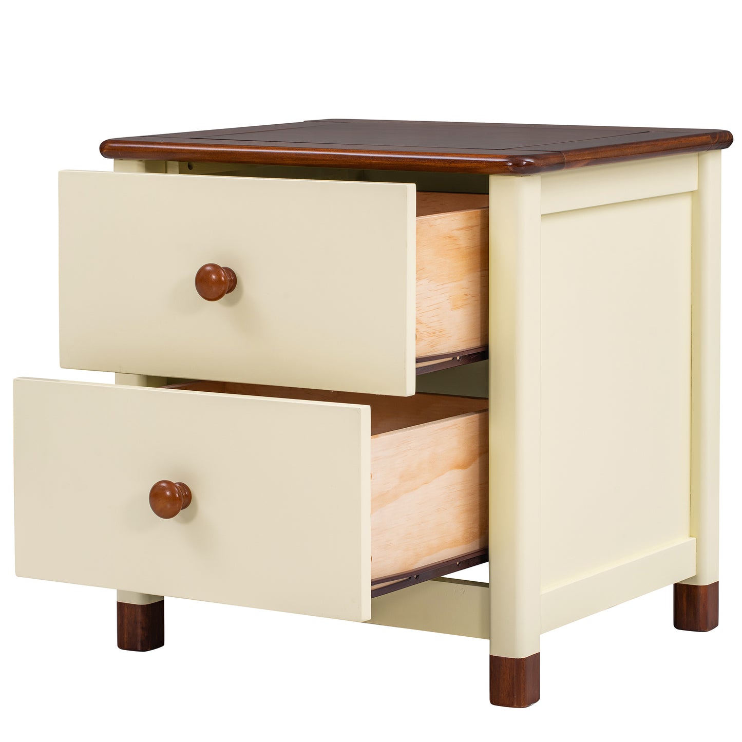 Melysen Wooden Nightstand with Two Drawers for Kids,End Table for Bedroom