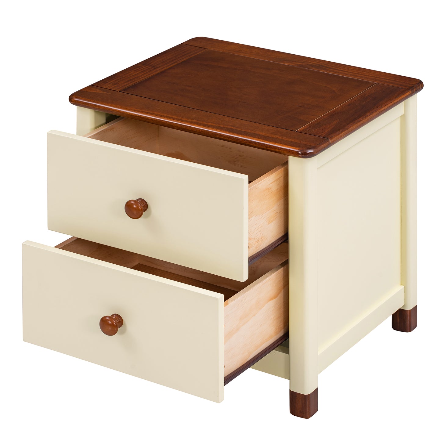 Melysen Wooden Nightstand with Two Drawers for Kids,End Table for Bedroom