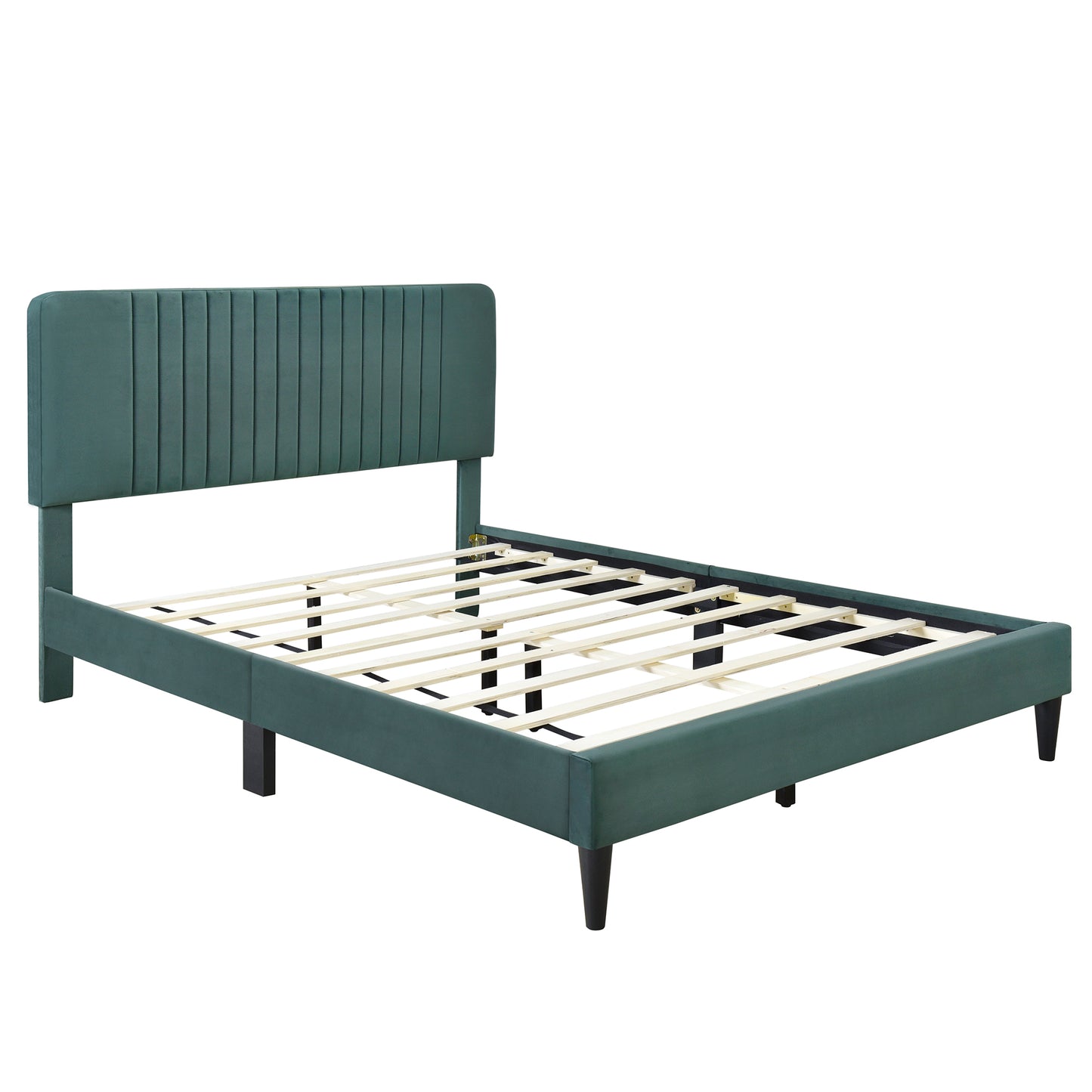 Melysen Queen Size Upholstered Platform Bed,No Box Spring Needed, Velvet Fabric